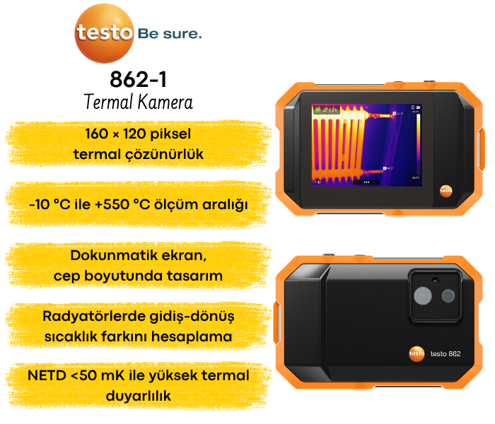 Testo 862-1 dokunmatik ekranlı cep tipi termal kamera