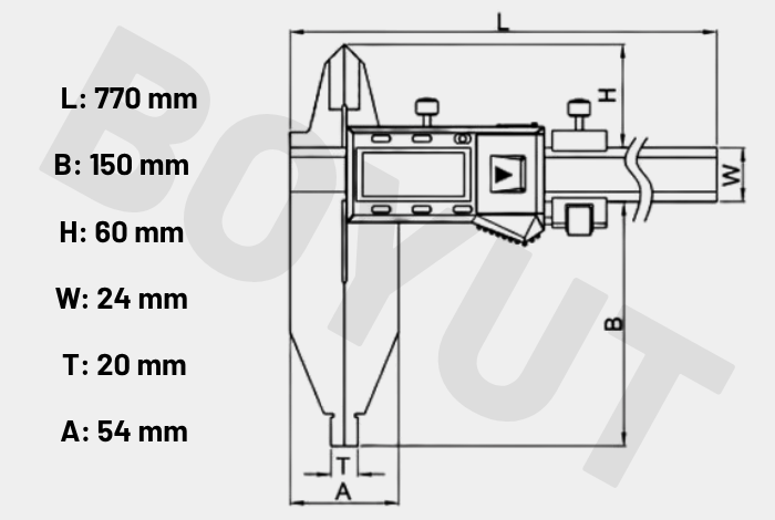  Dasqua 2710-1113 Uzun Çift Çeneli Dijital Kumpas Boyutları