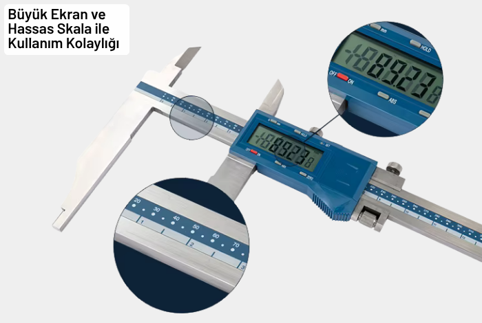  Dasqua 2710-1113 Uzun Çift Çeneli Dijital Kumpas Ekranı 