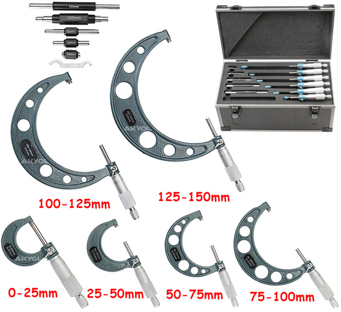 150 mm'lik mikrometre seti