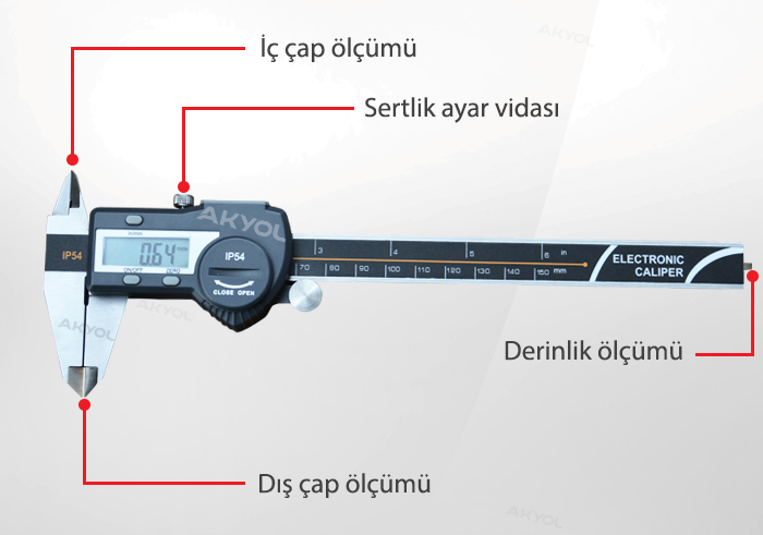 dijital bilgi çıkışlı kumpas