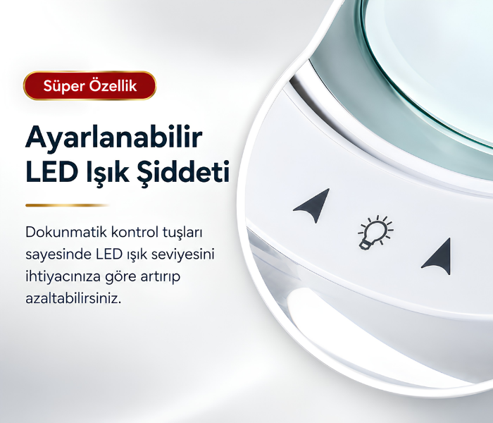 6017 ayaklı büyüteç 8 mercekli ayarlanabilir led ışık şiddeti