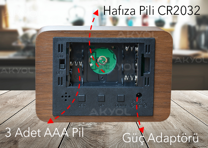 dijital ahşap saat termometre