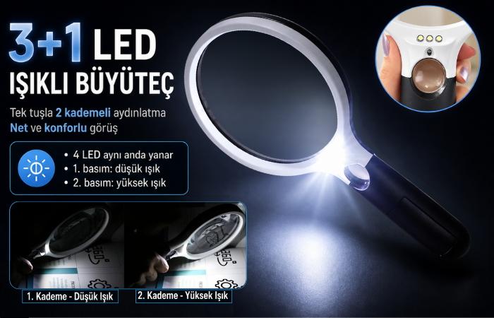 70138B LED ışıklı okuma büyüteci