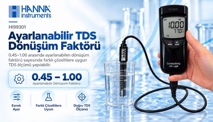 HI 99301 EC ve TDS Ölçer Ayarlanabilir TDS Dönüşüm Faktörü
