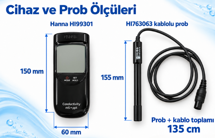Hanna HI 99301 Boyutları