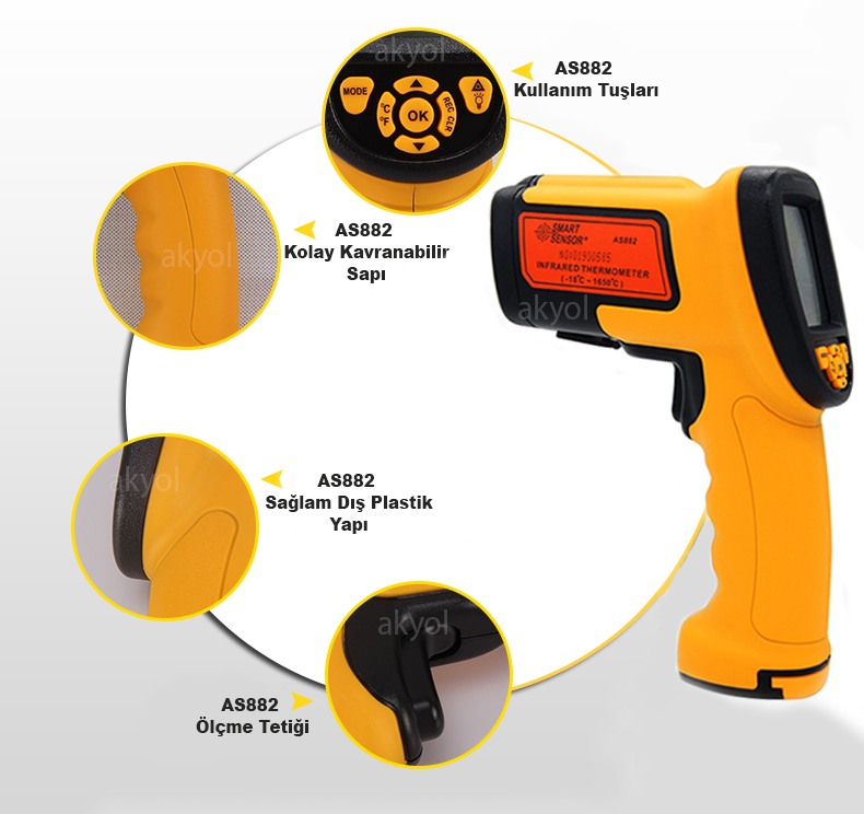 akyol smart sensor AS882 lazerli sıcaklık ölçer cihazları
