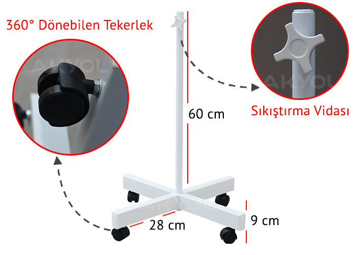 tekerlekli büyüteç ayağı