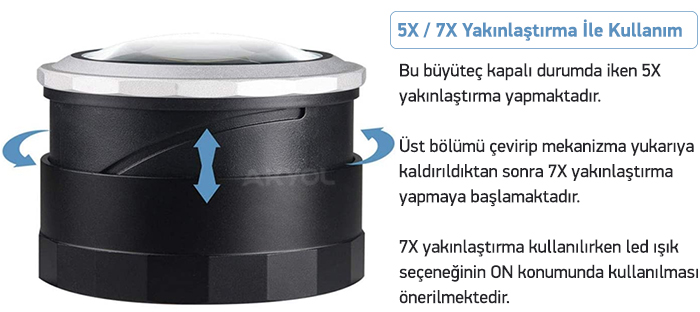 7x yakınlaştıran büyüteç