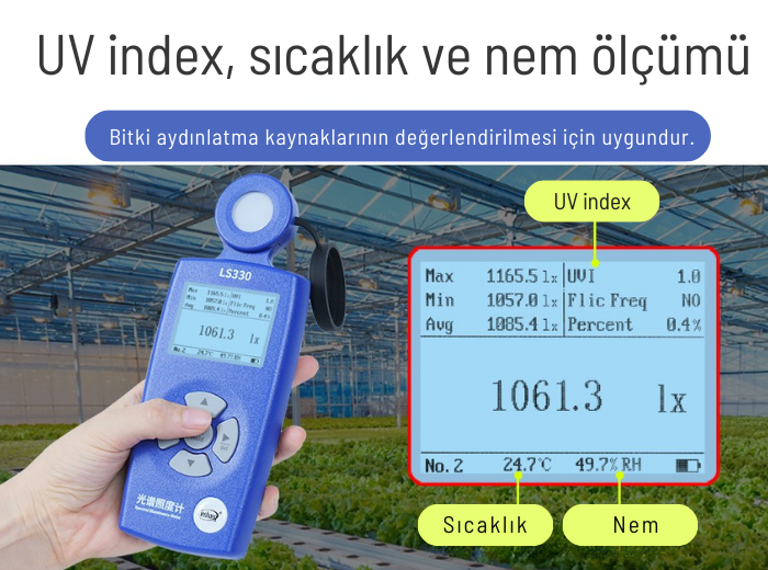 ls330 bitki yetiştirme ışık ölçümü