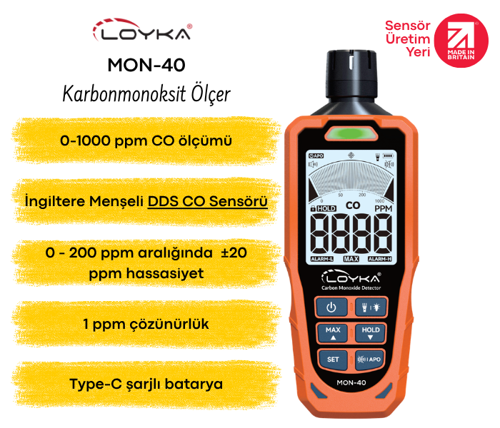 MON-40 profesyonel karbonmonoksit ölçer