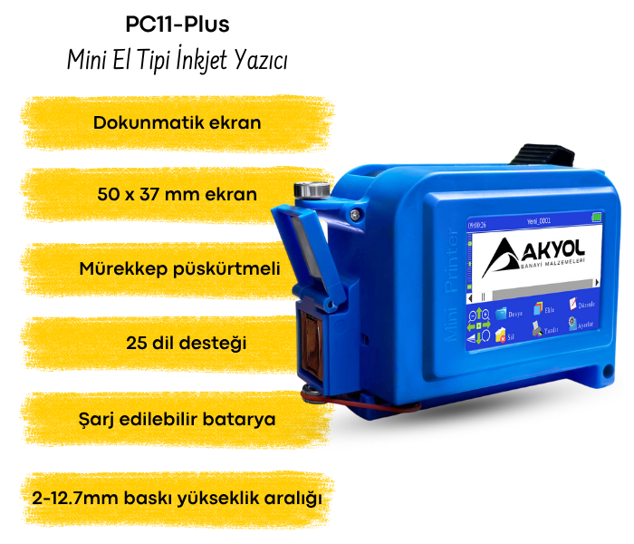 El tipi mini inkjet yazıcı 