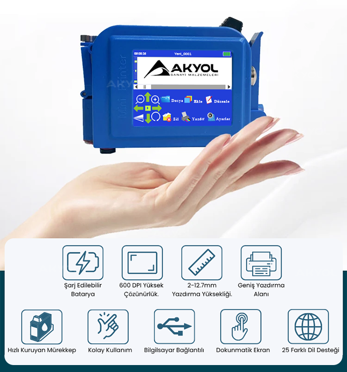 Taşınabilir küçük inkjet yazıcı