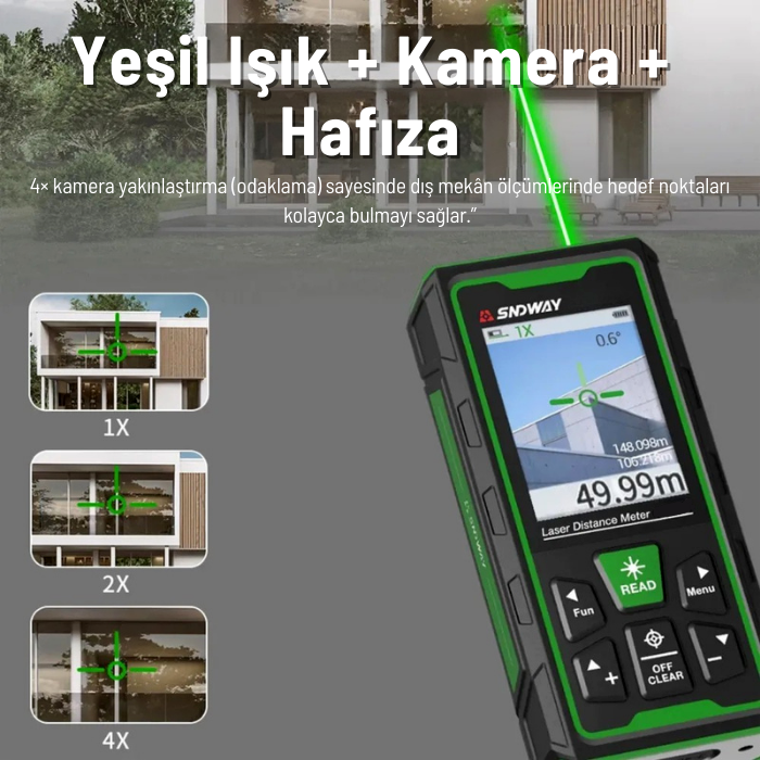 yeşil lazerli 80 metre mesafe ölçer