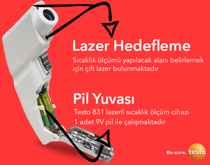 testo 831 çift lazerli sıcaklık ölçer