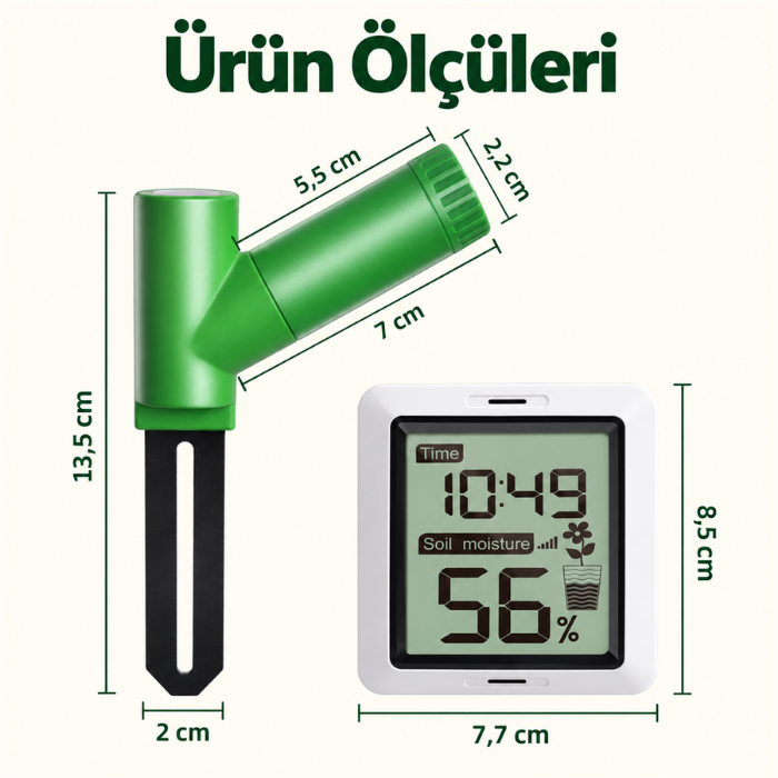 Ecowitt WH0291 sensör ve LCD göstergenin boyutları