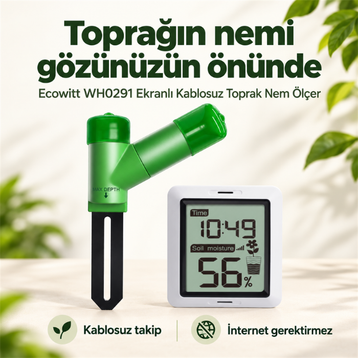 Ecowitt WH0291 kablosuz toprak nem ölçerin genel özellikleri