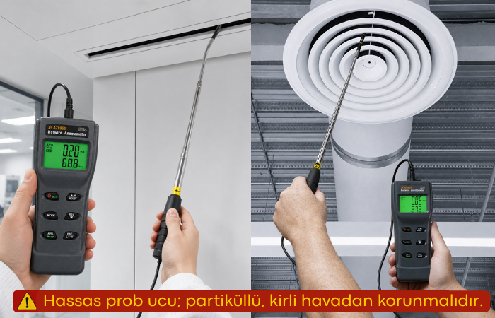 AZ 8953 Hot Wire Anemometre Bükülebilir Prob Ucu