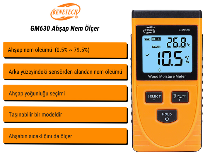 bgm630 ahşap ve nem ölçer