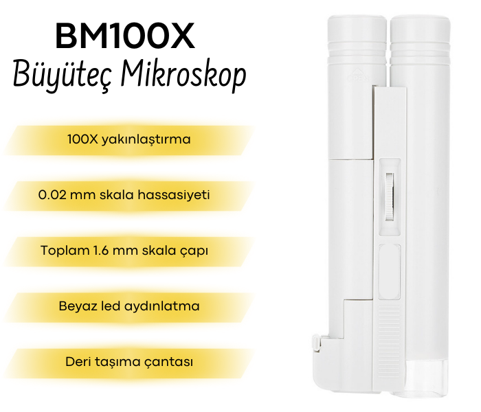BM100X 100X ışıklı büyüteç mikroskop