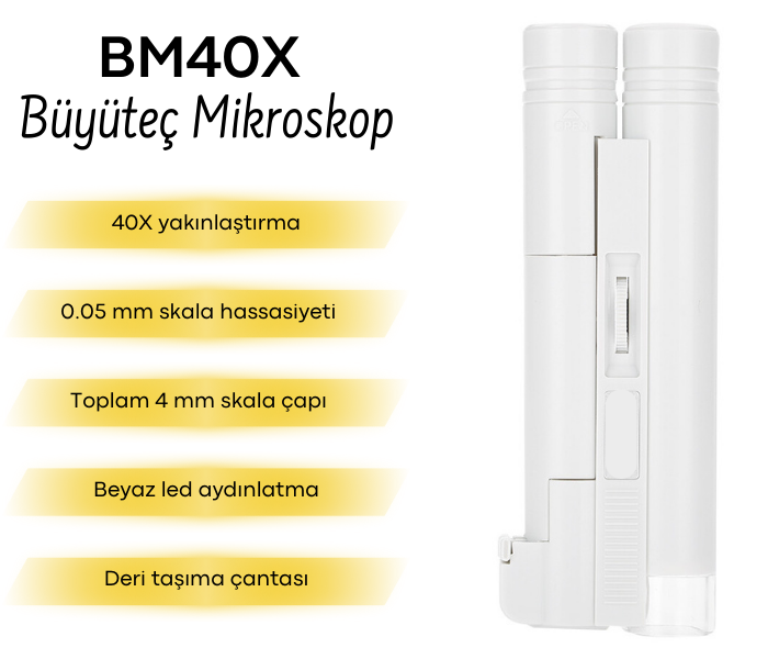 BM40X 40X ışıklı büyüteç mikroskop