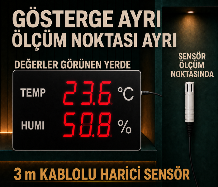 Huato CableSense-50 3 metre kablolu sıcaklık ve nem sensörü