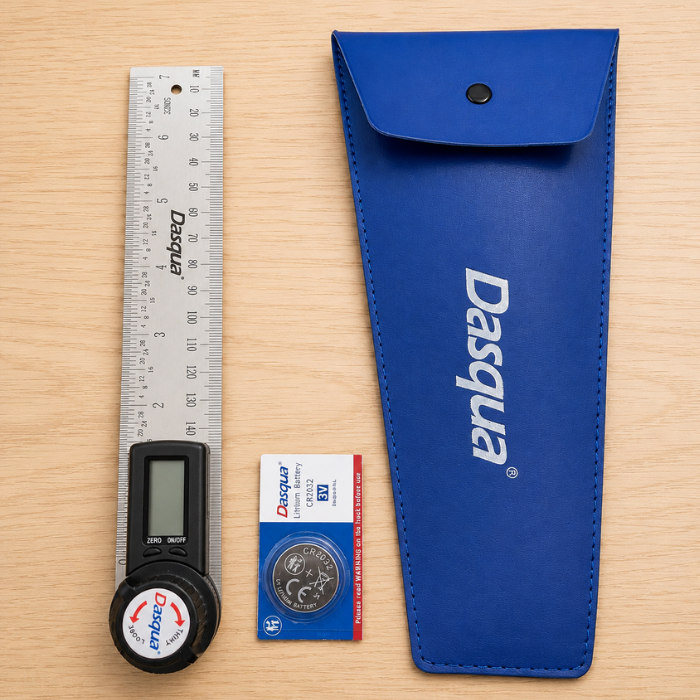 Dasqua 1022-4200 dijital açı ölçer kutu içeriği