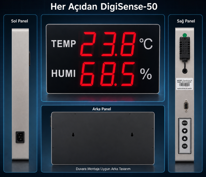Huato DigiSense-50 ön, yan ve arka panel görünümü