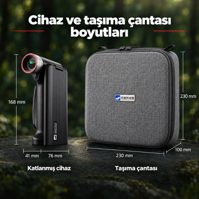 Thermal Master DV2 termal gözlem kamerasının boyutları