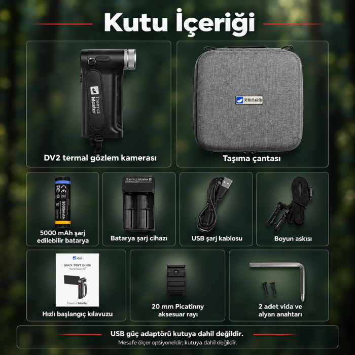 Thermal Master DV2 termal kamera kutu içeriği