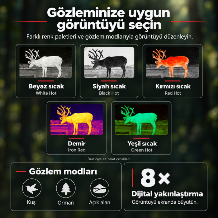 Thermal Master DV2 renk paletleri ve 8x dijital yakınlaştırma