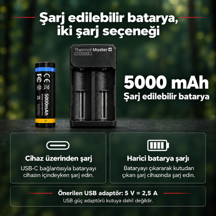 Thermal Master DV2 değiştirilebilir batarya ve çift yuvalı şarj cihazı