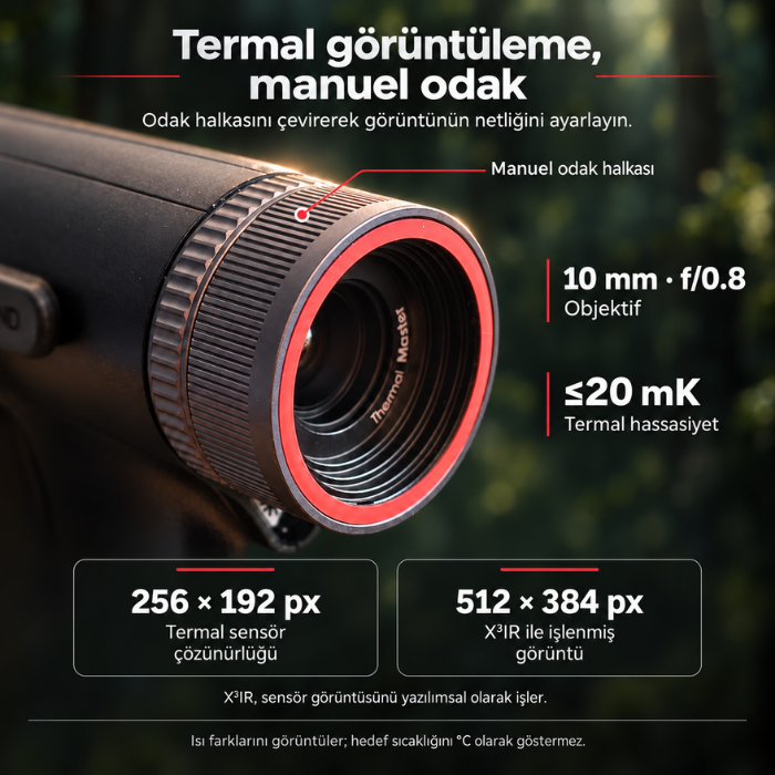 Thermal Master DV2 256 x 192 piksel termal sensör ve manuel odaklama