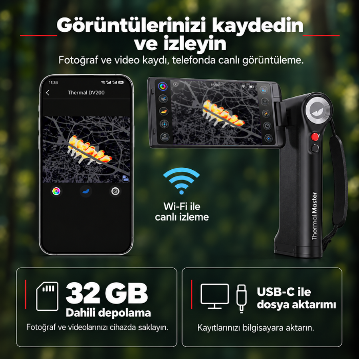 Thermal Master DV2 Wi-Fi canlı görüntü ve kayıt özellikleri