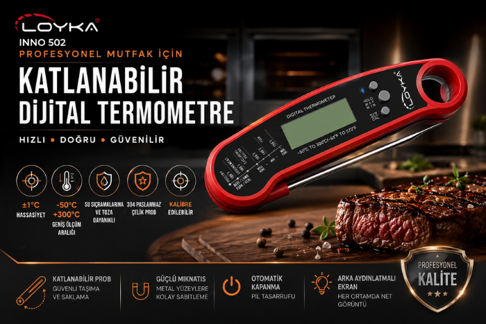 Inno 502 katlanabilir problu dijital gıda termometresi genel özellikleri