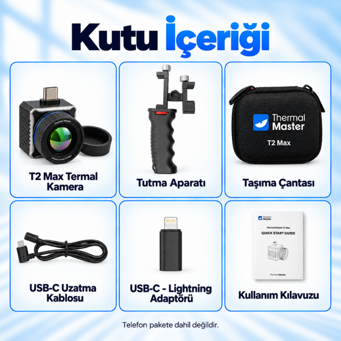Thermal Master T2 Max termal kamera kutu içeriği
