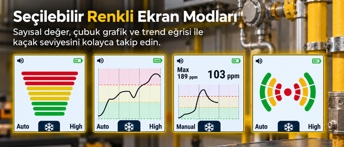 Testo 515 Ex Soğutucu Gaz Kaçak Dedektörü Ekran Modları