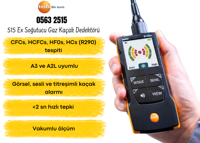 Testo 515 Ex Soğutucu Gaz Kaçak Dedektörü Özellikleri
