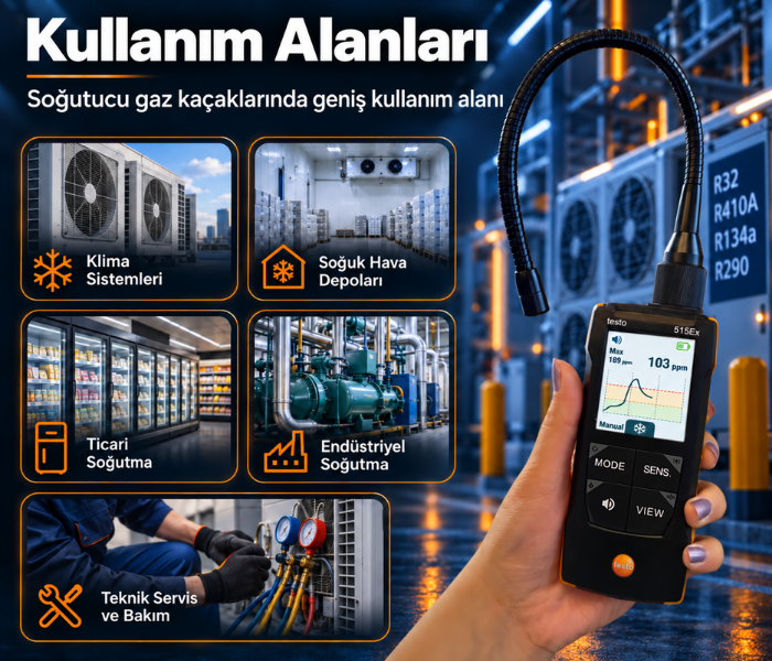 Testo 515 Ex Soğutucu Gaz Kaçak Bulucu Kullanım Alanları