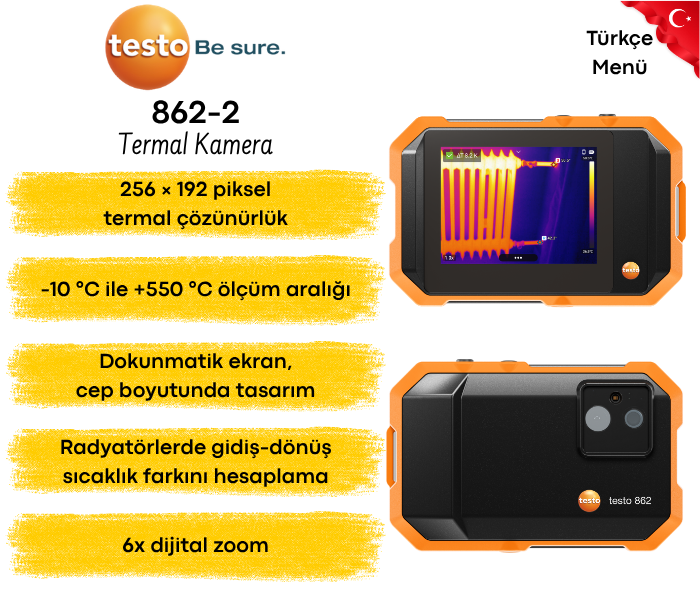 Testo 862-2 dokunmatik ekranlı cep tipi termal kamera