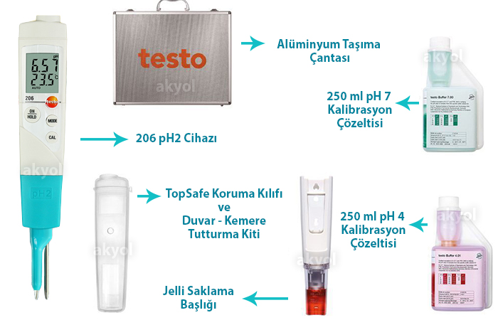 testo 206 ph2 ph ve sıcaklık çantalı set