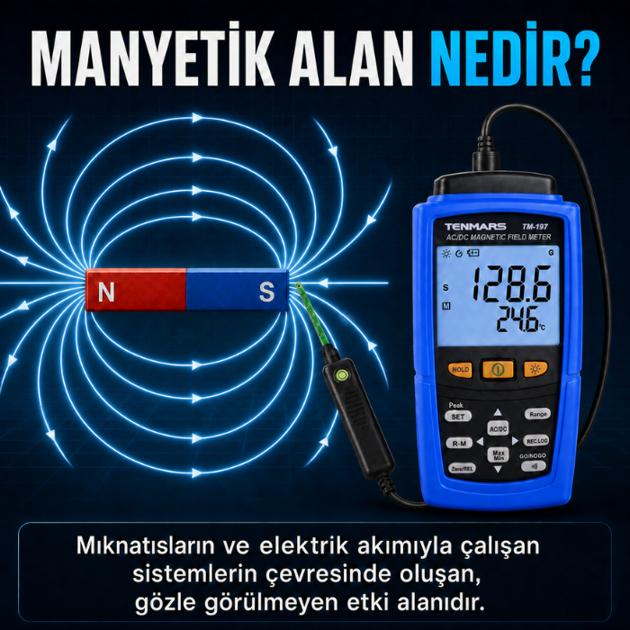 Gauss ve militesla birimleriyle manyetik alan ölçümü