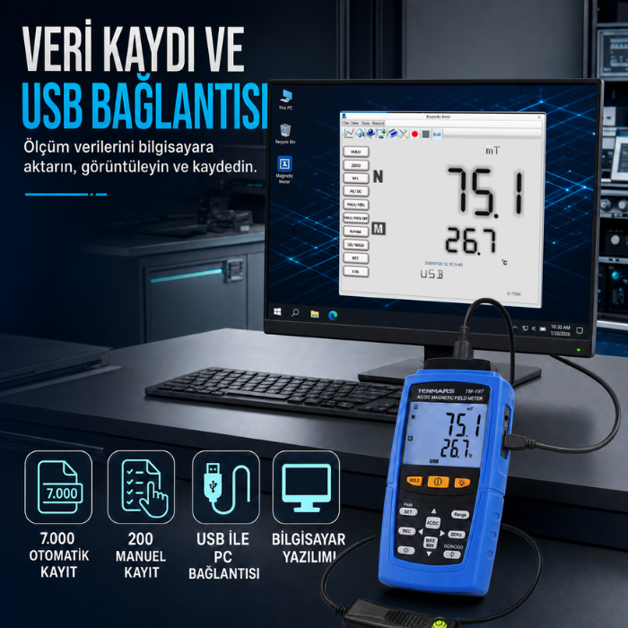 Tenmars TM-197 USB bağlantısı ve bilgisayarda veri analizi