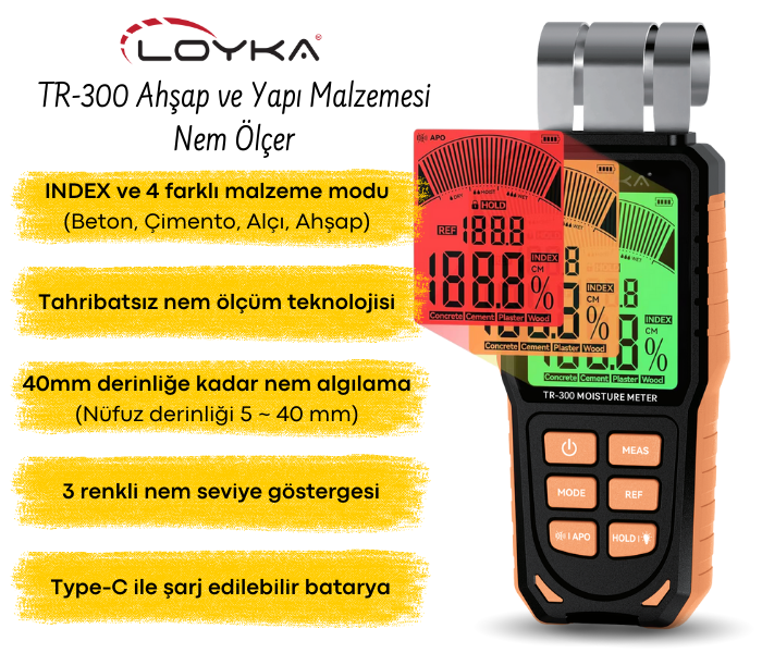 TR-300 ahşap nem ölçer